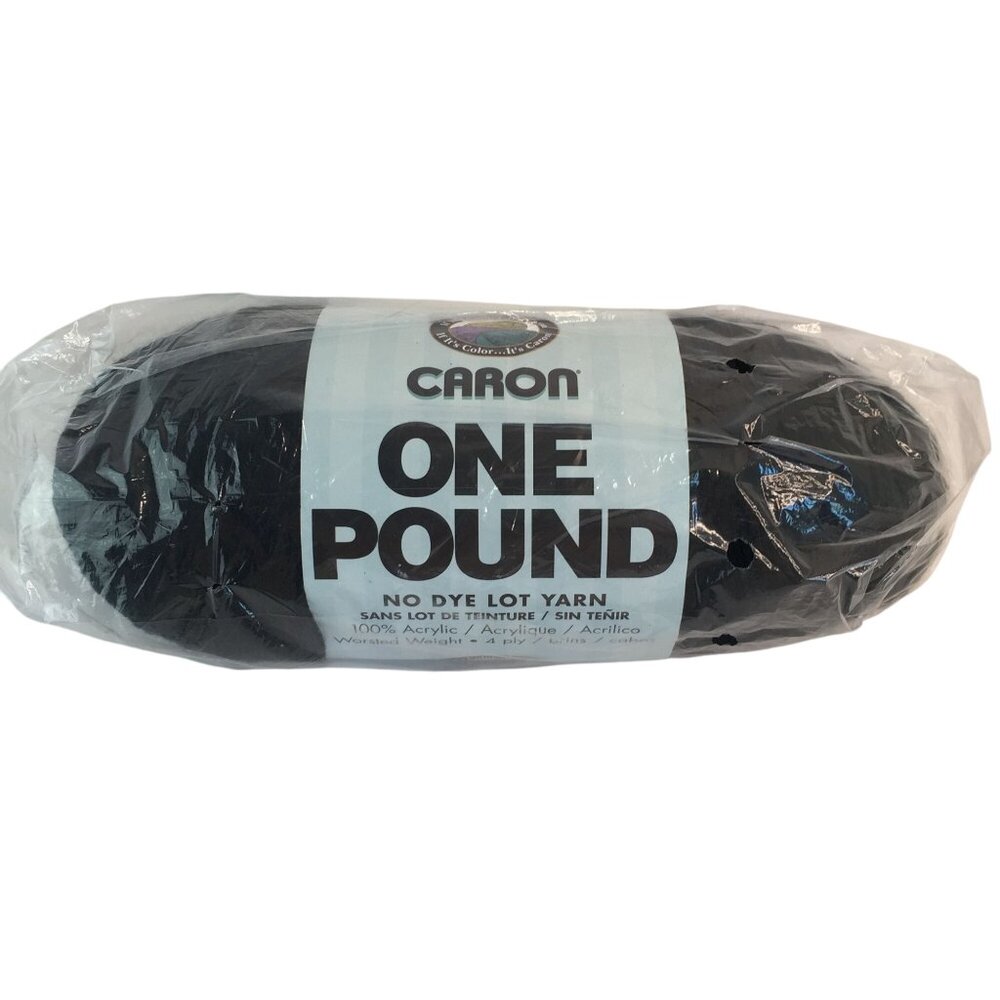 Caron One Pound Worsted Weight Acrylic‎ Yarn Black #503 NEW